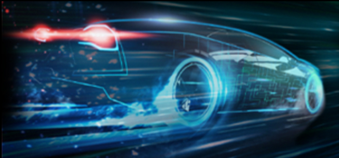 Електромобіль Formula E у синіх технологічних тонах